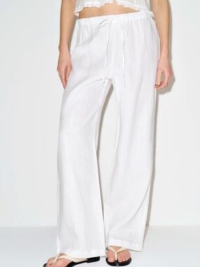 Reformation Olina Linen Pant, TTS White Linen XS